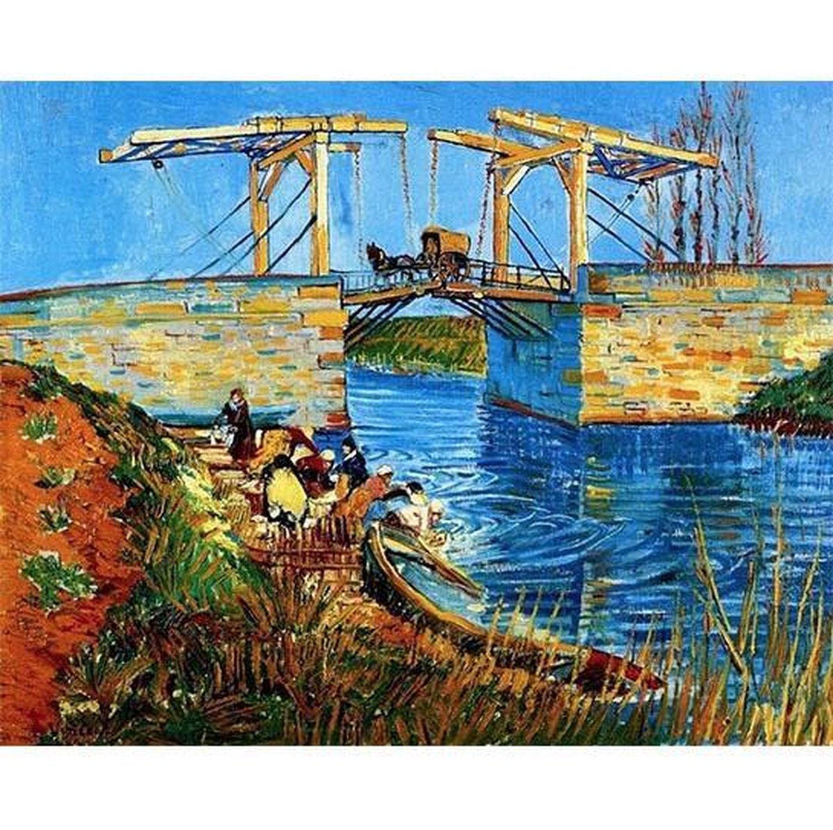 Schilderenopnummers.com® | Schilderen op nummer volwassenen | De brug van Langlois met wassende vrouwen van Gogh | Paint by Numbers